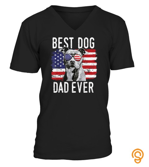 Mens American Flag Best Dog Dad Ever Staffordshire Bull Terrier T Shirt