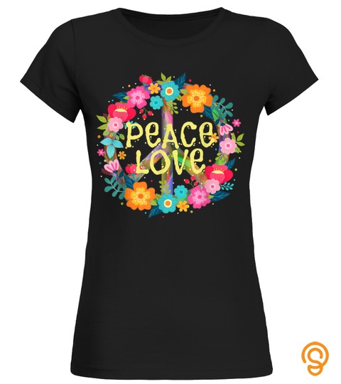 Peace Love T Shirt Hippie Costume Tie Die 60s 70s