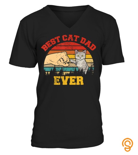 Vintage Retro Best Cat Dad Ever Cat Lover Family Gifts T Shirt