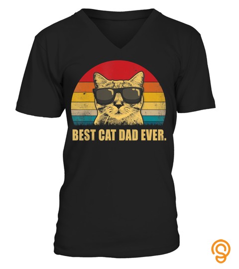 Mens Vintage Best Cat Dad Ever Shirts Funny Cat Lover Gift Men T Shirt