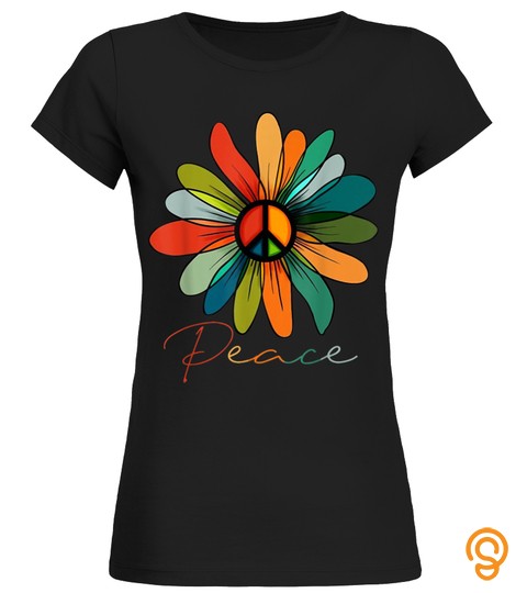 Daisy Peace sign hippie Vintage Gift T shirt