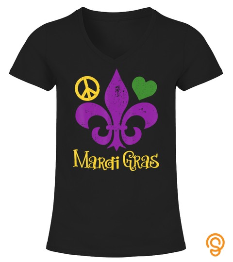 Peace Love Mardi Gras Shirt For Women Men Hippie T Shirts T Shirt