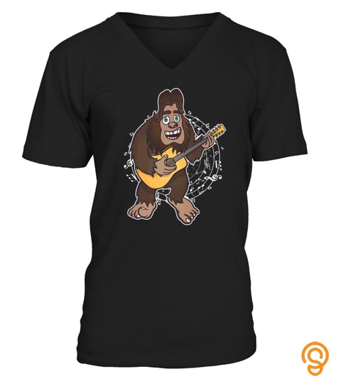 Awesome Bigfoot Playing Guitar Guitarist Funny Tshirt   Hoodie   Mug (Full Size And Color)
