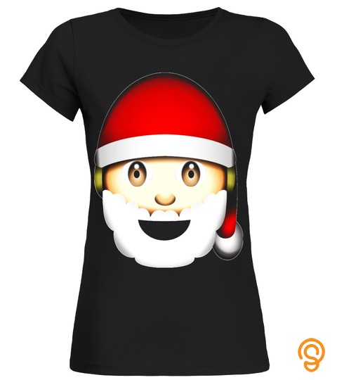 Happy Santa Hat White Beard Head Holiday Emoji T Shirt   Limited Edition