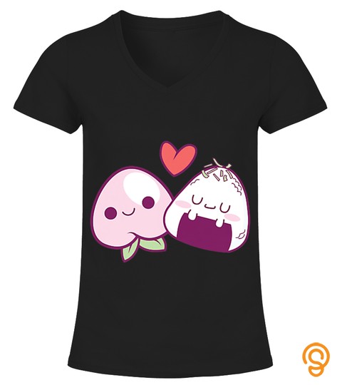Cute Kawaii Peach and Onigiri Friendship   Kawaii T Shirt