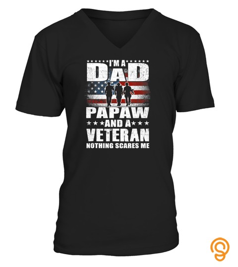Mens I Am A Dad A Papaw And A Veteran T Shirt Fathers Day Gift