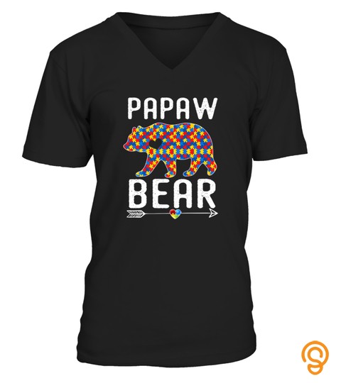 Papaw Bear Autism Awareness Tshirt   Hoodie   Mug (Full Size And Color)
