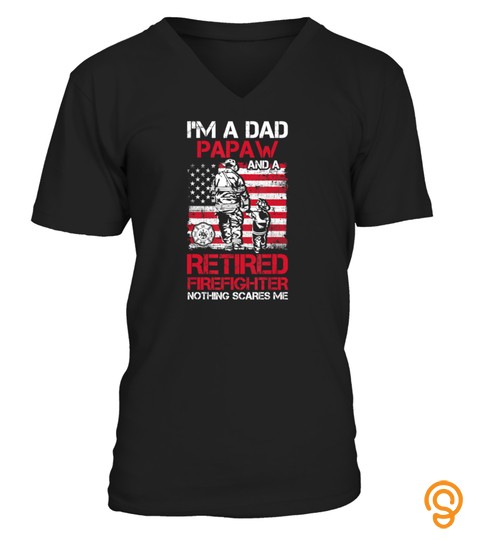 Mens Proud Papaw Grandpa & Retired Firefighter Fathers Day T Shirt