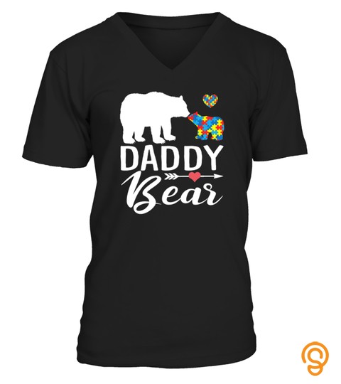 DADDY BEAR AUTISM AWARENESS T SHIRT LOVE SUPPORT FATHER TSHIRT   HOODIE   MUG (FULL SIZE AND COLOR)