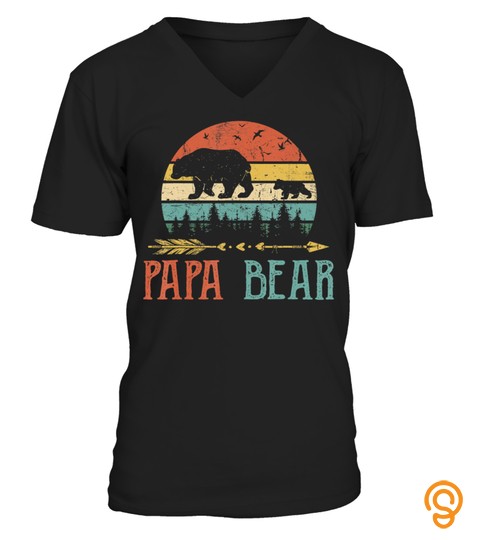 Papa bear T Shirt Vintage Daddy Wildling Father's Day Dad T Shirt