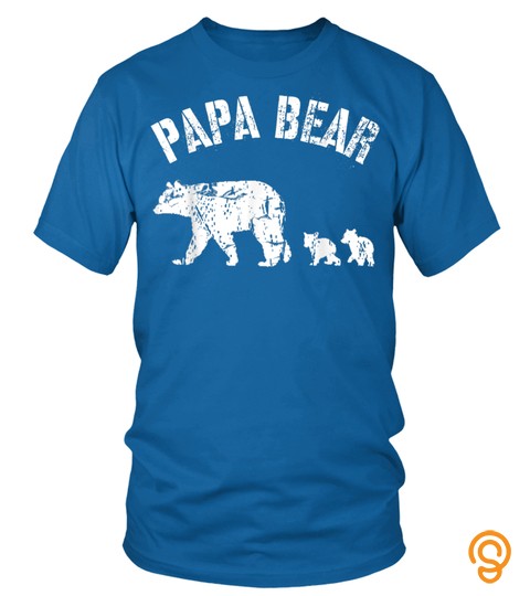 Vintage Papa Bear With 2 Two Cubs Dad Father T Shirt