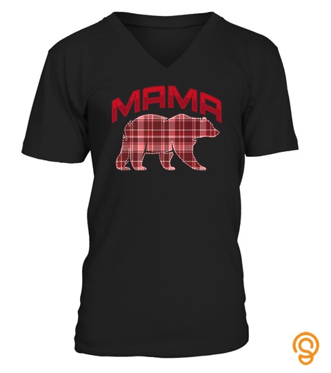 Cute Mama Red Bear Shirt New Mom Red Tartan Tshirt   Hoodie   Mug (Full Size And Color)