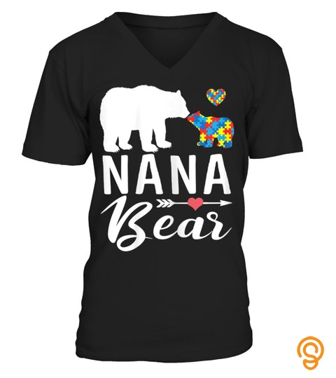 Womens Nana Bear Autism Awareness T Shirt Love Support Mom