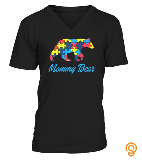 AUTISM MOMMY BEAR SILHOUETTE AWARENESS SUPPORT TSHIRT   HOODIE   MUG (FULL SIZE AND COLOR)