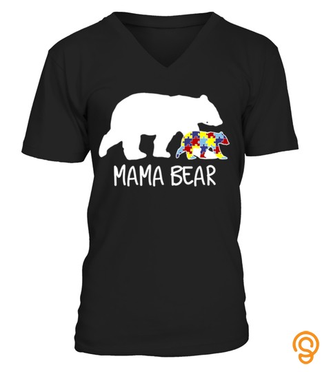 Mama Bear Autism Awareness T Shirt Mother Day Tshirt   Hoodie   Mug (Full Size And Color)
