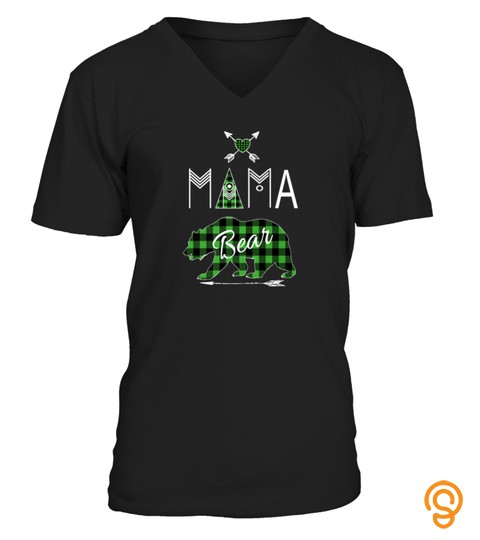 Mama Bear Shirt Buffalo Plaid Green Christmas Camping Tshirt   Hoodie   Mug (Full Size And Color)