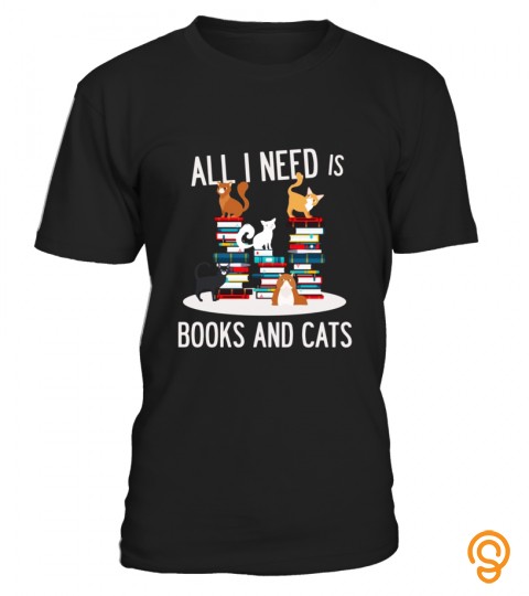 FUNNY BOOKS AND CATS T SHIRT Book Lovers Cat Gift