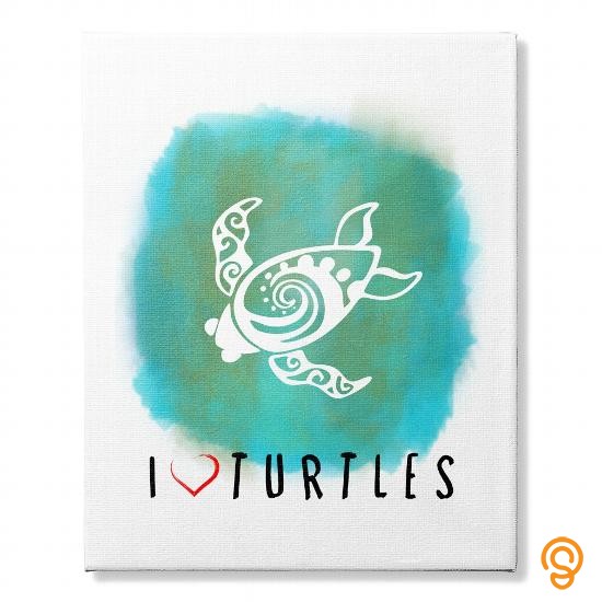 Stylish I Love Turtles Wall Canvas T Shirts Printing