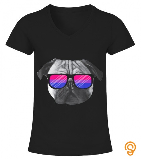 Pug Bisexual Flag Sunglasses LGBT Gay Pride Dog Mom Gift T Shirt
