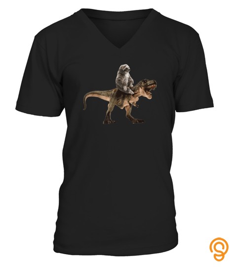Cute Sloth Riding A Trex T Shirt Tyrannosaurus Rex Tshirt   Hoodie   Mug (Full Size And Color)