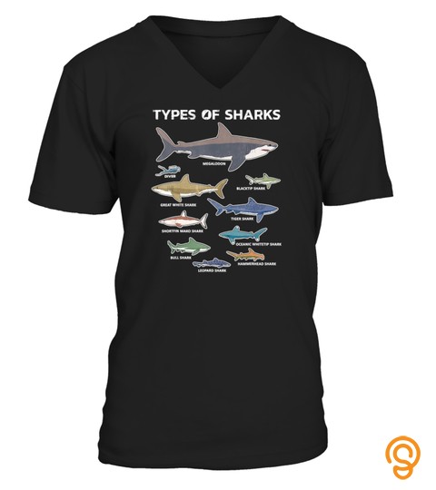 9 Types Of Sharks T Shirt Educational Colorful Ocean Tee