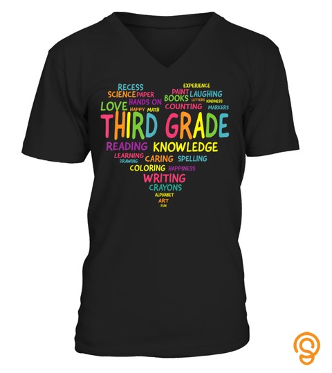Third Grade Word Colorful Heart 3Rd Teacher Back To School T Shirt