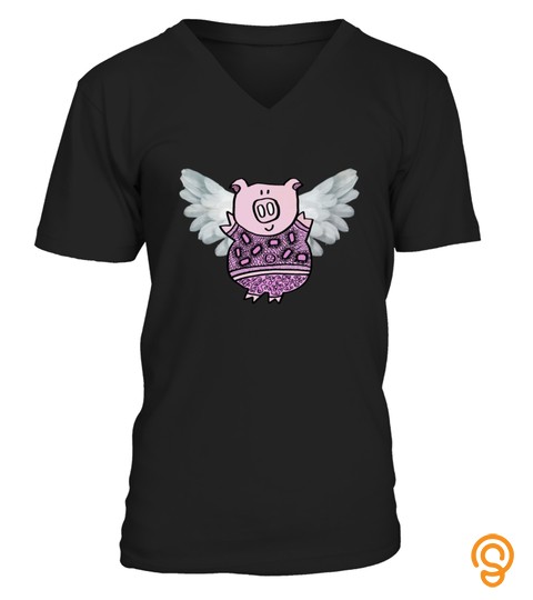 When Pigs Will Fly T Shirt  Colorful Funny Pig With Wings Tshirt   Hoodie   Mug (Full Size And Color)