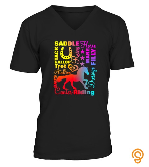 Horse Riding Fans Terminology Colorful Graphic Tshirt   Hoodie   Mug (Full Size And Color)