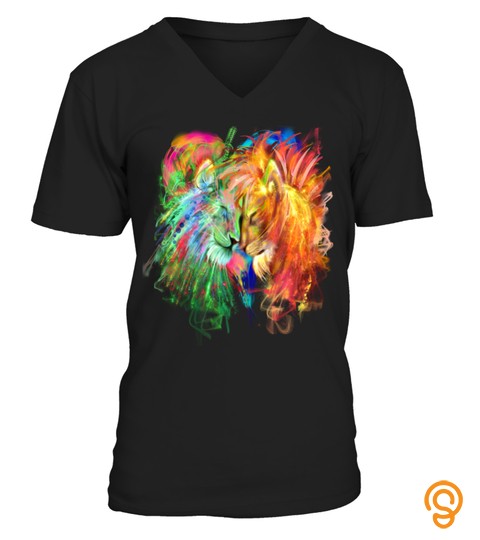 Colorful Lion Rainbow Cat Tshirt   Hoodie   Mug (Full Size And Color)