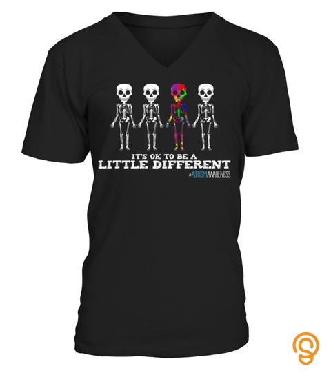 It's Okay To Be Different Autism Colorful Skeleton Puzzle T Shirt