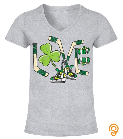 Ice Hockey Love St Patricks Day Cute Gift Goalie Clover Boys T Shirt