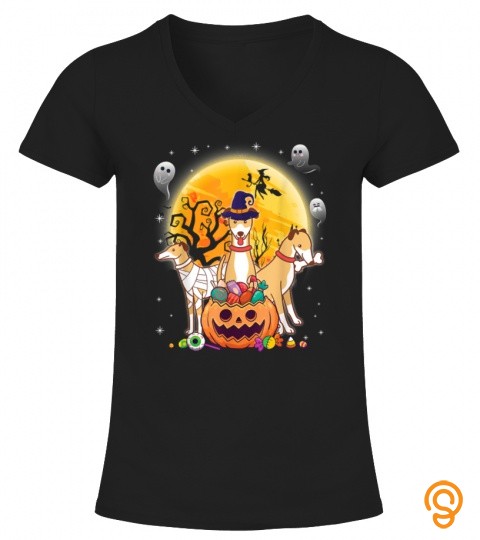 Whippets Dog Mummy Witch Moon Ghosts Happy Halloween Day T Shirt