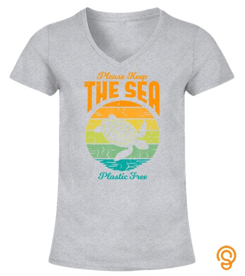 Turtle Please Keep the Sea Plastic Free   Retro T Shirt