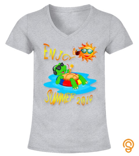 Funny Cartoon Sea Turtle On Vacation Shirt  Enjoy Summer