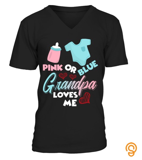 Pink Or Blue Grandpa Loves You Gender Reveal Baby Party Gift Premium T Shirt