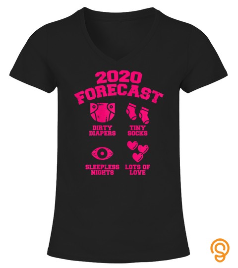 Womens 2020 Forecast Pregnancy Reveal Expecting Baby Mom Dad Gift T Shirt
