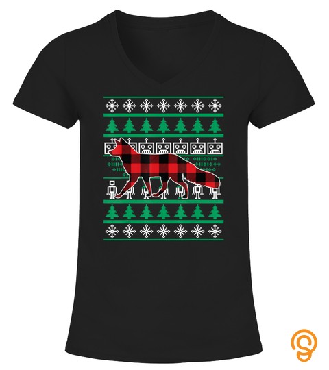 Red Plaid Fox Ugly Christmas Funny Matching Family Xmas T Shirt