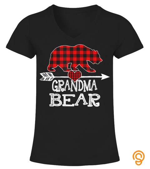 Funny Red Plaid Grandma Bear Buffalo Matching Family Pajama T Shirt