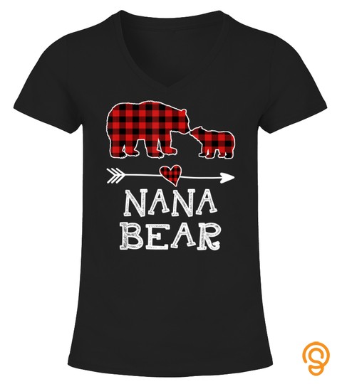 Nana Bear Christmas Pajama Red Plaid Buffalo Family Gift T Shirt