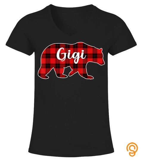 Red Plaid Gigi Bear Matching Pajama Family Xmas Gifts T Shirt
