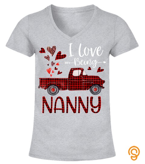 I Love Being Nanny Red Plaid Truck Hearts Grandma T Shirt