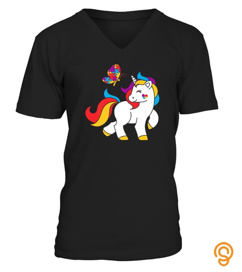 Autism Awareness Unicorn Shirt Gift Butterfly Puzzle Tshirt   Hoodie   Mug (Full Size And Color)