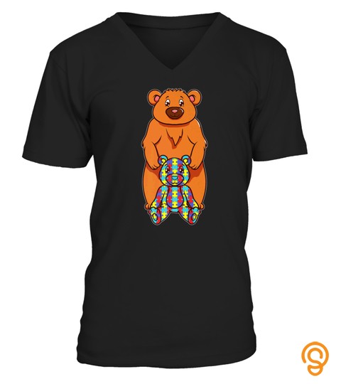 AUTISM BEAR SHIRT PUZZLE AUTISM TSHIRT   HOODIE   MUG (FULL SIZE AND COLOR)