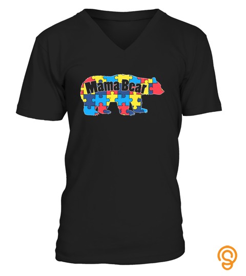 AUTISM AWARENESS MAMA BEAR PUZZLE PIECE TSHIRT   HOODIE   MUG (FULL SIZE AND COLOR)