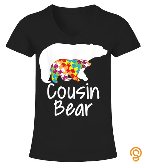 Cousin Autism Awareness Bear Rainbow Puzzle Ribbon Day T Shirt