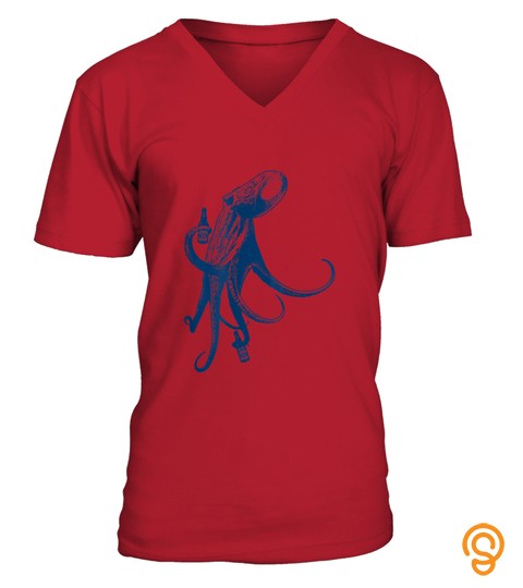 The Original Beer Drinking Octopus   Beach Vacation T Shirts