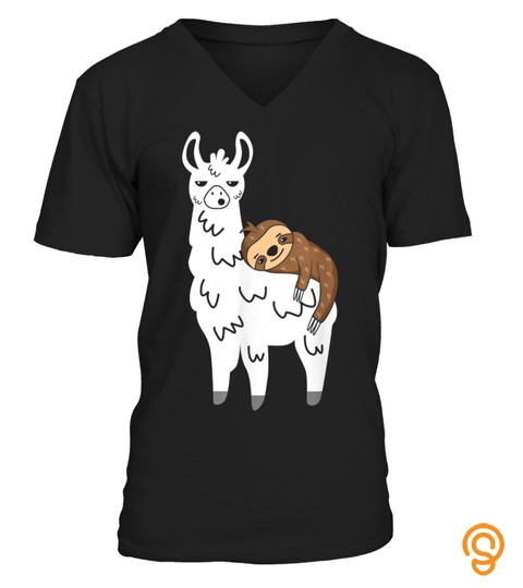 Funny Fluffy Animal Sloth Riding Llama T Shirt