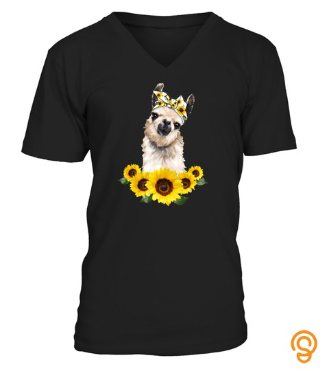 Llama Headband Sunflower T shirt Llamas Lovers Shirt Gift