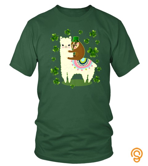 Leprechaun Sloth Riding Llama Unicorn St Patricks Day Shirt