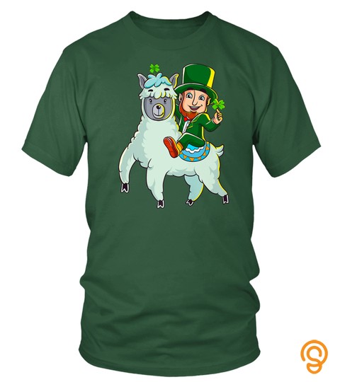 Leprechaun Riding Llama T Shirt Cute St Patrick's Day Women
